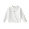 Camiseta de Manga Larga con Cuello Medio para Bebé de Primavera y Otoño, Color Sólido con Cara Sonriente, Camiseta Básica Versátil para Bebé, Diseño Simple Estilo Coreano