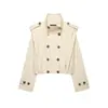 Comércio Exterior 2026 Outono Novo Estilo Europeu e Americano Moda Feminina Casual Solto Versátil Plissado Curto Trench Coat 5063701