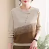 Nova blusa de base de malha outonal para mulheres de meia-idade e idosas, blusa interna fina para mães, suéter da moda para primavera e outono