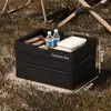 Caja de almacenamiento plegable para acampar al aire libre, caja de almacenamiento portátil de gran capacidad con asa, caja organizadora para maletero de coche y picnic