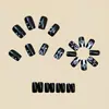 Parches para uñas de Navidad negros de longitud media con forma cuadrada europea, parches para uñas de moda europea y americana, uñas desmontables y ponibles
