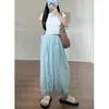 Pantalones finos sencillos de seda helada tipo linterna para mujer de principios de otoño, de cintura alta, corte ajustado, holgados, casuales, joggers cortos, pantalones tipo harén zanahoria