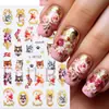 Adesivos de Nail Art Transfronteiriços de Beleza Total Flores de Primavera Folha de Ouro Azul Francês Flor Pequena Adesivos de Nail Art