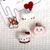 Nuevo accesorio decorativo de conejito de orejas largas, lindo, de dibujos animados tridimensionales, bordado, relleno de algodón, para accesorios de cabello, bolsos y ropa DIY