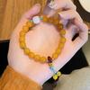 Pulsera de ágata amarilla de estilo antiguo chino para otoño e invierno, accesorios artísticos con borlas Hanfu, pulsera de jade blanco, pulsera para novias, pulsera para mujer