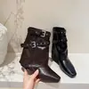 Pantalones de moda punta cuadrada hebilla para aumentar altura botas estilo coreano otoño botines mujer 2026 tendencia botines moda