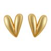 Pendientes vintage antiguos retro de oro cepillado con forma de corazón, ligeros, de lujo, combinables con todo, joyería de alta gama para mujer.