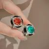 Joyería vintage de segunda mano, anillo de piedra Fanta, anillo retro art déco francés de ágata negra con piedra preciosa de color antiguo para mujer