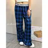 Pantalones casuales a cuadros con estampado de letras y bloques de color transfronterizos para hombre, pantalones de pierna ancha con retazos de verano, pantalones rectos holgados y casuales