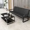 Sofá de Oficina Moderno y Sencillo Sofá Sencillo de Tres Plazas para Recepción de Oficina Combinación de Mesa Cuadrada y Mesa de Café Envío Gratis