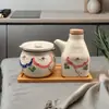 Frasco Cerámico Vintage Resistente a Altas Temperaturas para Condimentos Botella Sal Caja de Condimentos de Cocina Cerámica para el Hogar Manteca Aceite Chiles Salpicados