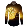 Camisa Masculina Europeia e Americana Transfronteiriça Nova Primavera e Outono Estilo Palácio Impressão Digital 3D Tendência Manga Longa