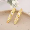 Grampo de Cabelo Elegante com Pérolas para Mulheres, Presilha de Metal com Laço Preto, Presilha Lateral de Alto Padrão, Presilha para Franja, Simples Presilha Bico de Pato