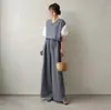 Conjunto de Dos Piezas de Nuevo Estilo Japonés: Top Holgado + Pantalones de Pierna Ancha