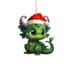 Colgante de la nueva serie navideña de dinosaurios de Amazon transfronterizo Decoraciones de coche de Navidad acrílico plano colgante
