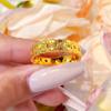 Anillo de Moneda de Latón Chapado en Oro CNC Hielo Triturado, Diseño de Nicho, Anillo de Lujo Ligero de Alta Gama para Mujer Que No Se Desvanecerá Fácilmente