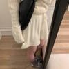 Pantalones Cortos de Punto Holgados de Pierna Ancha de Cintura Alta para Mujer para Otoño e Invierno con Cintura Elástica Silueta en A Pantalones Casuales de Cinco Puntos con Pantalones de Bota