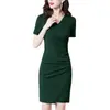 Estilo Novo Verão 2026 Elegante Justo ao Corpo Franzido Slim-Fit Saia Lápis Preta Vestido de Verão para Mulheres