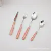 Estilo japonês e coreano alça de cerâmica 4 peças faca de frutas, garfo e colher pequena colher de chá vendas diretas da fábrica