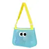 Bolsa de malla personalizada para juguetes de playa infantiles con patrón de ojos de caricatura, impermeable, multifuncional, bandolera ajustable