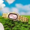 Venta Caliente Dama Elegante Incrustaciones de Pedrería Oval Pequeño Moderno Acero Inoxidable Banda Banda Ligero Lujo Reloj Femenino Comercio Exterior Transmisión en Vivo Mercancía
