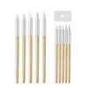 Pluma de Silicona para Press de Uñas con Mango de Madera, Diseño de Flor Tallada, Presionador de Pegatinas, Polvo de Espejo Mágico, Set Multifuncional de 5 Piezas, Herramientas para Nail Art al por Mayor