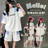 Conjunto Casual Deportivo de Verano 2026 para Niñas Mayores, Estilo Coreano, Camiseta de Manga Corta y Shorts con Bloques de Color