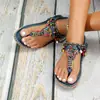 Sandálias Romanas com Contas de Comércio Exterior, tamanhos 36-41, novo estilo de verão, sola plana macia, chinelos casuais, sandálias de praia estilo étnico