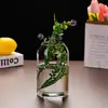 Jarrón de Vidrio Transparente Moderno y Sencillo Estilo Ins Flores Hidropónicas y Plantas Verdes Adornos para Arreglos Florales Micro Paisaje Botella Ecológica