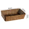 Mesa de Té Cesta de Bocadillos Mesita de Noche Caja de Almacenamiento Cesta con Cajón Cesta de Almacenamiento para Artículos de Baño Marco de Ratán de Plástico