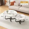 Mesa de centro de lujo con luz nórdica, mesa de centro de madera maciza de celebridades de Internet, mesa de centro moderna y sencilla para sala de estar, hogar, apartamento pequeño, mesa de centro redonda combinada