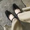 Muy Elegantes y Cómodos de Llevar, No se Resbalan del Talón, Zapatos Mary Jane de Piel de Oveja 2026, Tacón de Bloque Bajo, Punta Cuadrada, Piel Genuina, Correa Única con Hebilla, Zapatos para Mujer