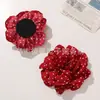 Estilo Francés Tela de Puntos Blancos y Negros con Borde Quemado Camelia DIY Lazo para el Cabello Cuerda para el Cabello Banda Elástica Accesorios para la Cabeza