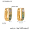 Brincos Omaca Super Flash 5A Zircônia Fivela em U Diamante Colorido Estilo Europeu e Americano Fashion Acessível Luxo Versátil Aço Inoxidável