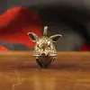 Pingente de sino vintage em latão puro, sino Vajra estilo Xizang, sino com caractere de fortuna, sino de cobre, coleção de sinos de mão, pequeno item decorativo