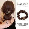 Goma para el pelo retro de estilo coreano con diseño floral, lazo y perla, alta elasticidad, suave con el cabello, adecuada para chicas que van al trabajo.