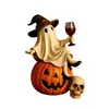 Nuevo producto transfronterizo Fantasma con una Copa de Vino Estatua de fantasma de resina de Halloween sosteniendo un adorno de copa de vino