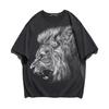 Produção e processamento de fábrica Camiseta masculina de manga curta com gola redonda, algodão casual, tamanho grande, impressão digital estéreo