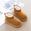 Botas de neve infantis para 6-12 anos, novo estilo de inverno, forradas com fleece e espessadas para aquecimento, botas curtas, unissex, antiderrapantes, botas de algodão com sola macia