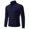 Malha Masculina de Outono e Inverno com Zíper Parcial 2025 Nova Malha Casual Cruzada Pulôver Camada Base Jaqueta de Tricô
