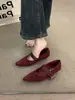 Zapatos de Mujer Mary Jane Únicos con Tacón de Cuña Color Café y Punta Fina Otoño 2026 Ante Zapatos de Abuela para el Trabajo Nocturno