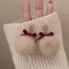 Brincos de bola de cabelo de floco de neve de agulha de prata, brincos de nicho de luxo leves e luxuosos de Natal, brincos de outono e inverno de luxo leves e sofisticados