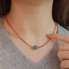Colar de Pérolas de Água Doce Feminino Material Natural de Sichuan Vermelho do Sul Acessórios de Colar da Moda Design de Jaspe e Cera de Abelha Colar de Alta Qualidade