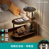 Mesa de Cabeceira de Madeira Maciça com Luminária Cabideiro Integrado Rack de Armazenamento de Cabeceira de Quarto Rack de Armazenamento Mesa Lateral Removível Pequena Mesa de Café