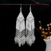Pendientes Miao Étnicos de Borla Larga Estilo Nuevo, Pendientes Exagerados de Declaración de Moda Estilo Étnico de Plata Miao de Lujo Ligero
