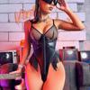 Lencería Sexy Estilo Europeo y Americano Transfronterizo, Lencería de Una Pieza con Liguero de Cuero Sintético Pu con Borlas de Malla para Mujer al Mayoreo
