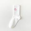 Calcetines de Moda de Tubo Medio Largo Nuevos Estilo Universitario Moderno Bordado de Oso de Dibujos Animados Rosa Azul Calcetines Bordados Personalizados para Mujer para Niños Venta al Mayoreo