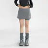 Saia Calça Esportiva Cinza com Bolinhas Falsa Duas Peças Feminina Verão Fina Tamanho Grande Americano Emagrecedor Yoga Casual Camada Base Hot Pants