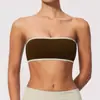Top de ioga strapless color block transfronteiriço, respirável, justo ao corpo, sutiã esportivo anti-deslizante para corrida, roupa fitness 2570