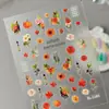 Adesivos de Unha Artística Embossados de Folha de Bordo e Girassol de Outono Padrão de Flor de Abóbora 3D Adesivos de Unha Adesivos Sl Modelo